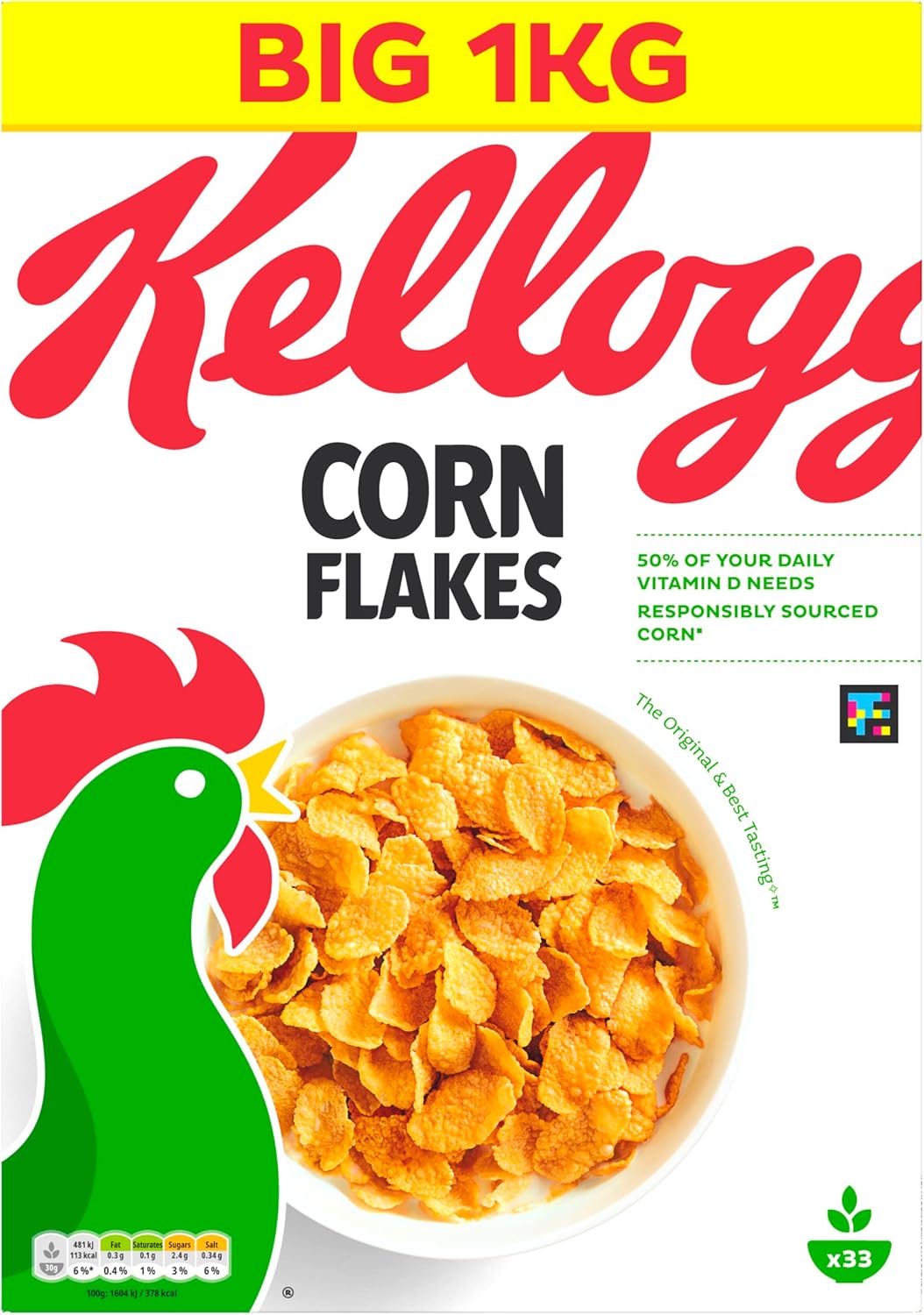 Kellogg's Corn Flakes Breakfast Cereal 1kg