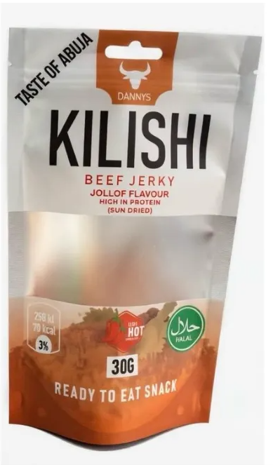 Kilishi Beef Jerky JOLLOF FLAVOUR- Dannys 30g
